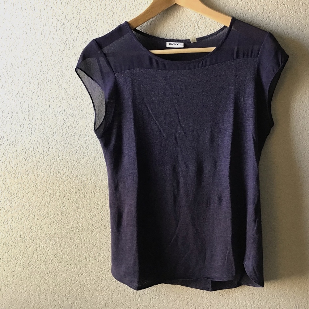DKNY cap sleeve Linen Blend Blouse